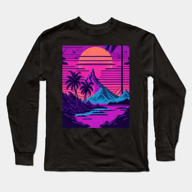 Synthwave Serenade - Captivating Vaporwave Melodies Long Sleeve T-Shirt by Moulezitouna